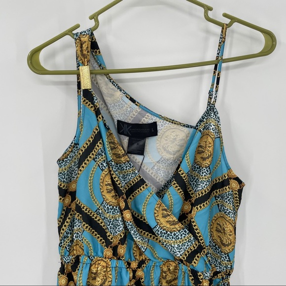 NEW! Blue Dress with Chain & Coin Print - Picture 4 of 15